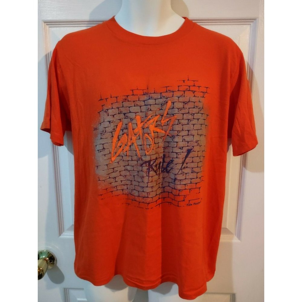 Vintage 80s Florida Gators Cal Cru 50/50 Brick Wall  T Shirt RARE Orange Purple